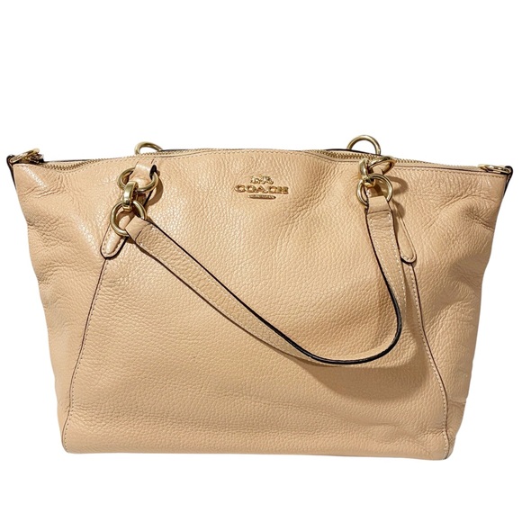 Coach Handbags - Coach Kelsey Satchel Beige Nude Pebbled Leather Purse Shoulder Bag